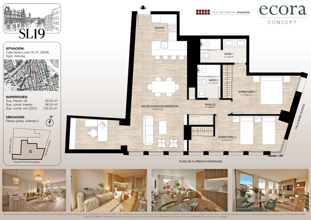 Plano completo de la vivienda 5.º C de SL19